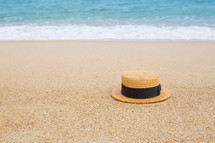 hat on a beach 