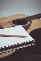 a journal on a guitar 
