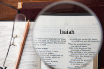 magnifying glass over Isaiah 
