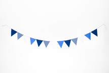 banner of blue flags on white 