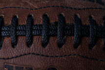 closeup of football laces 