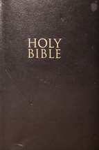Close-up of the front of a Holy Bible.