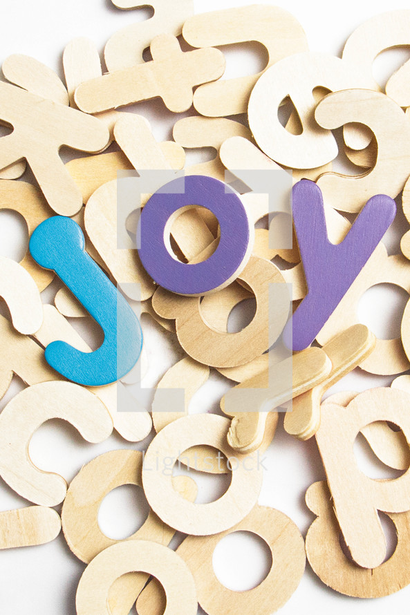 joy in painted wood letters 