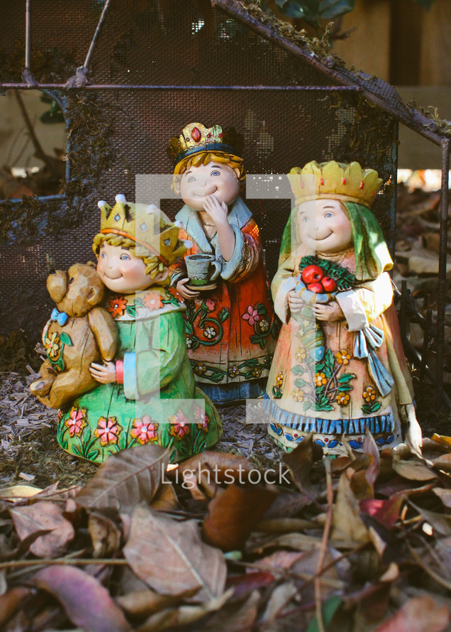 three kings figurines for a Nativity scene 