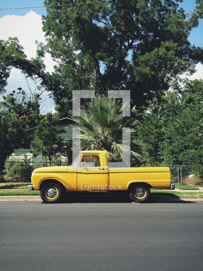 An old yellow truck 