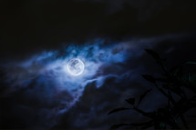 moon peeking through the clouds 