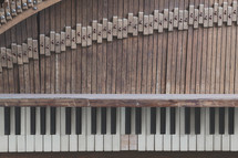 Old piano or keyboard instrument for worship music