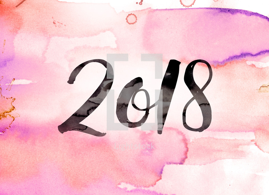 2018 on a watercolor background.