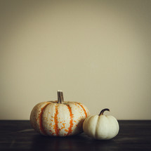 two pumpkins on a table