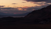 Aerial view of mountains in Death Valley during sunset