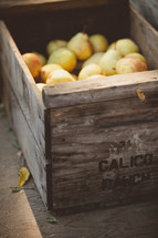 wooden crate of pears