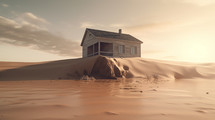 Old home sinking in the sand without a good foundation