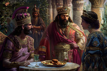 Esther meeting with Herod and Haman 