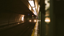 Subway train approaching platform