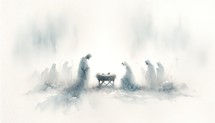 Birth of Jesus. Life of Christ. Watercolor Biblical Illustration