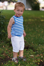 Portrait of smiling three year-old boy