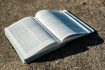 open Bible on concrete 