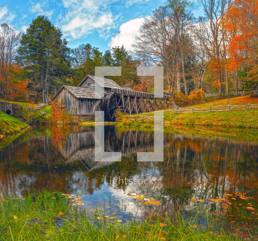 Mabry Mill in Virginia in autumn 