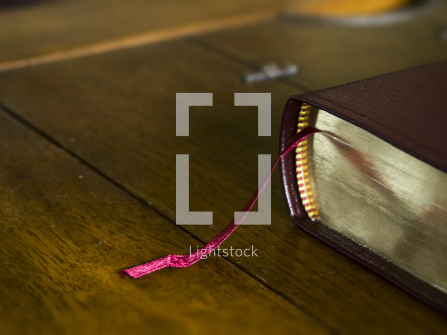 a Bible with a bookmark 