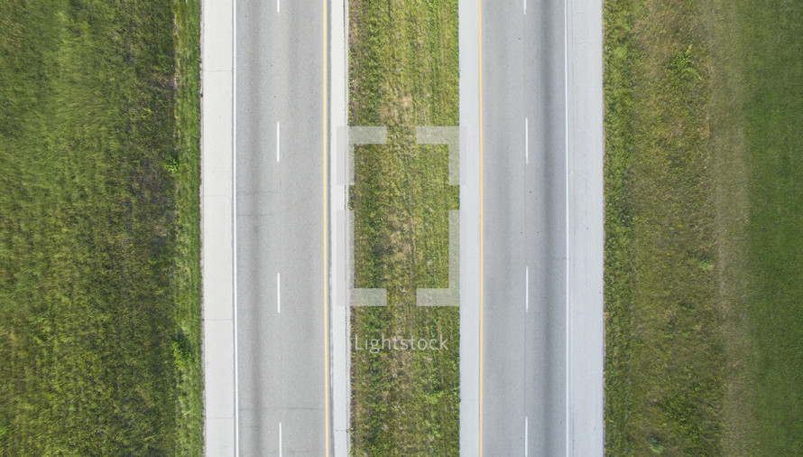 aerial view over a highway