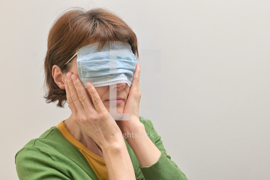 Concept Woman With Medical, Surgical Mask Cover On Her Face