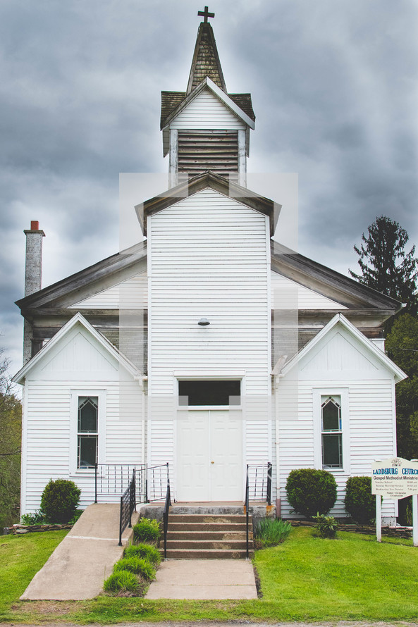 small rural white church 