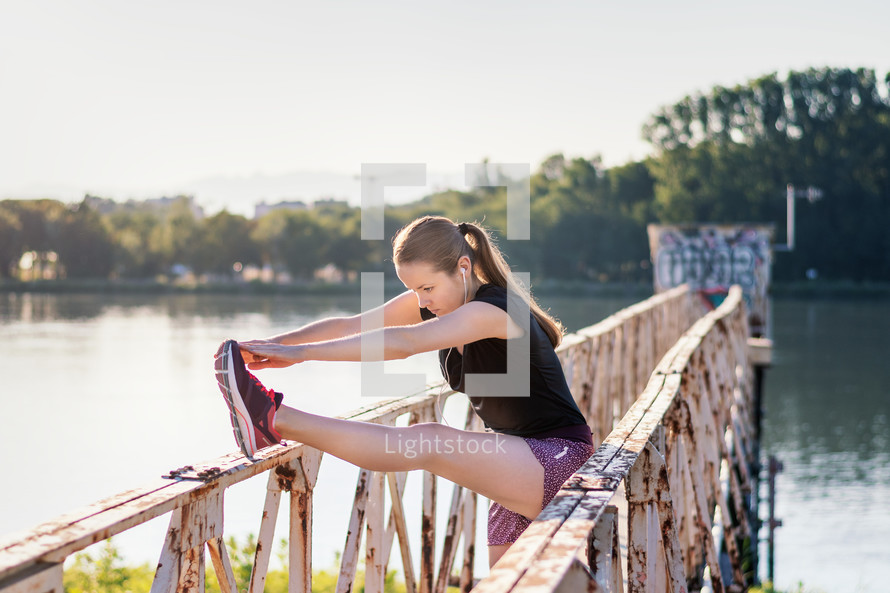 jogger stretching 