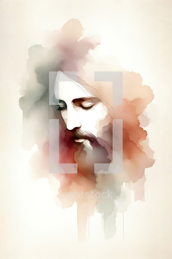 Watercolor portrait of Jesus Christ