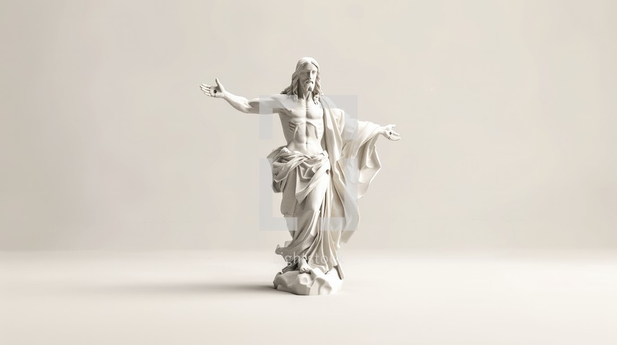 Statue of the Jesus Christ on a white background. 3d rendering