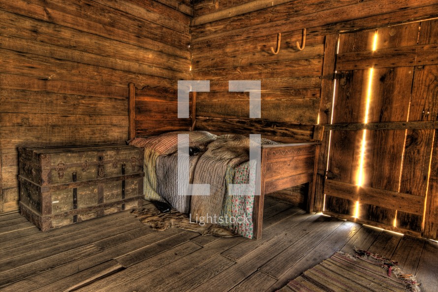 bed in a cabin