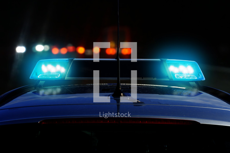 police cars at night 