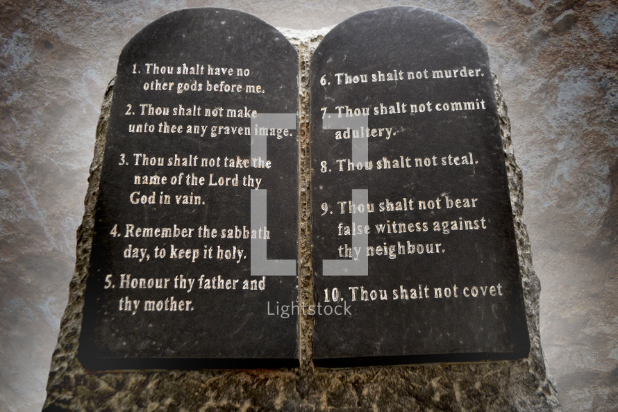 Ten Commandments given to Moses on tablets of stone