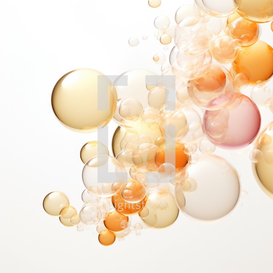 Bubbles abstract background, colorful soap bubbles isolated on white.
