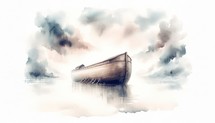 Noah's Ark. The Flood. Old Testament. Watercolor Biblical Illustration