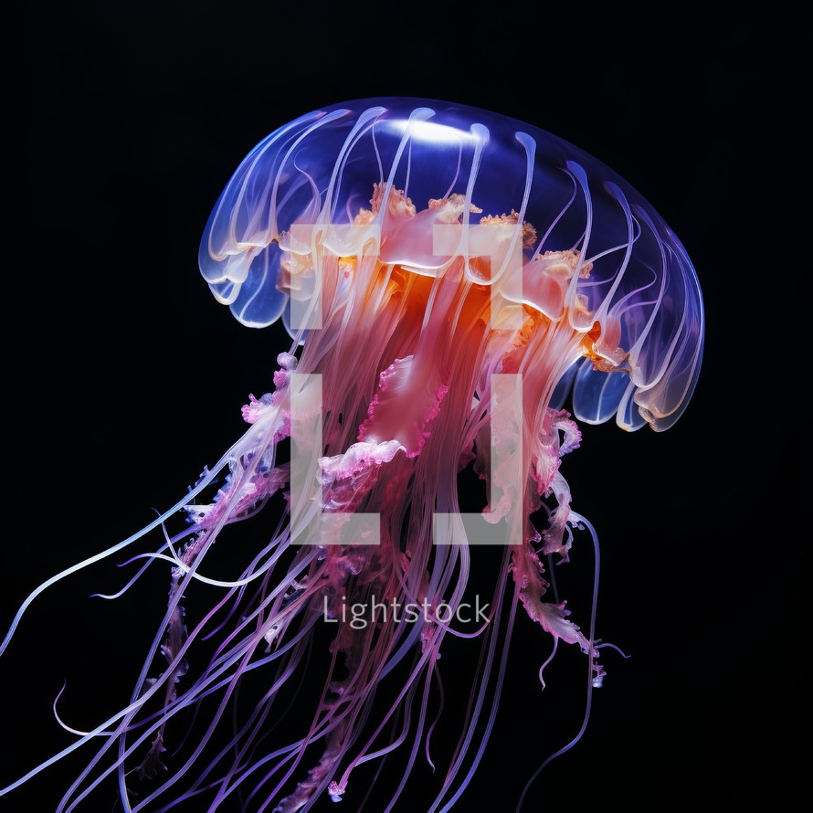 Jellyfish isolated on black background. Jellyfish is a species of jellyfish
