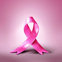 Breast cancer awareness ribbon on pink background