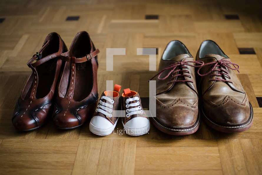 a family's shoes 