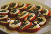 basil, mozzarella, and tomatoes appetizer 