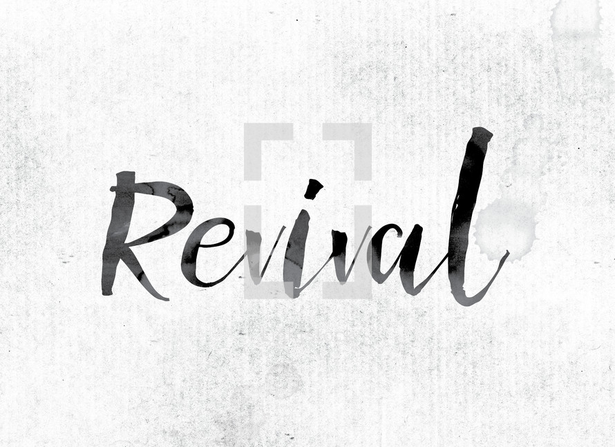 word revival in ink on white background 