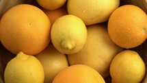 A rotating bowl of fresh citrus fruit