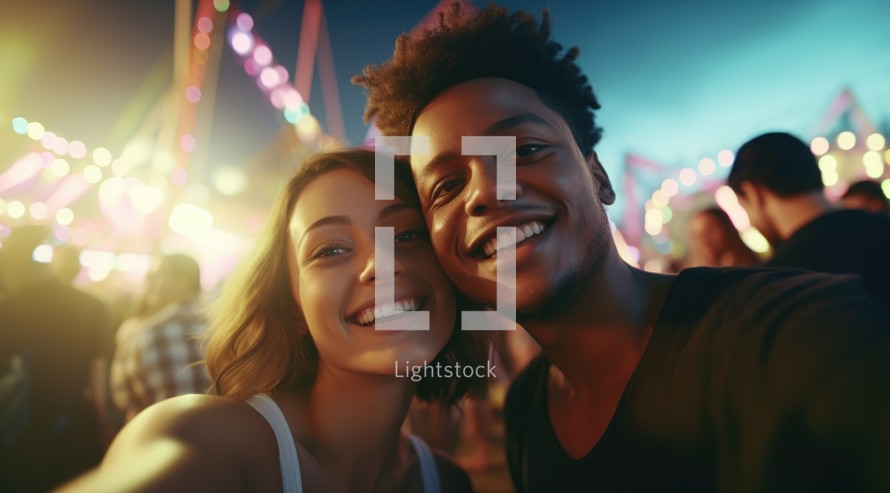 Portrait of a smiling couple taking a selfie 