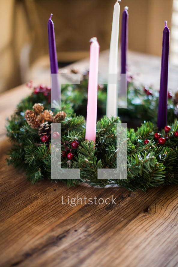 Advent wreath on a table 