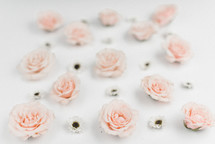 pink roses and white mums pattern background 