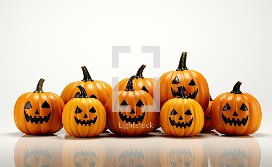 Halloween pumpkins on a white background. 3D illustration.