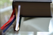 ribbon bookmarks in a Bible 