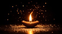 Diya Candle with Glitter on Dark Background