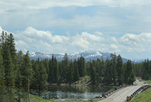 road beside a summer mountain lake 