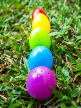 Colorful easter eggs in grass 