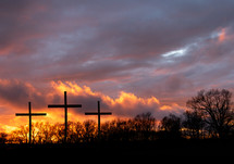three crosses at sunset 