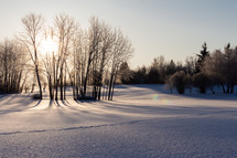 winter scene and morning sunlight 